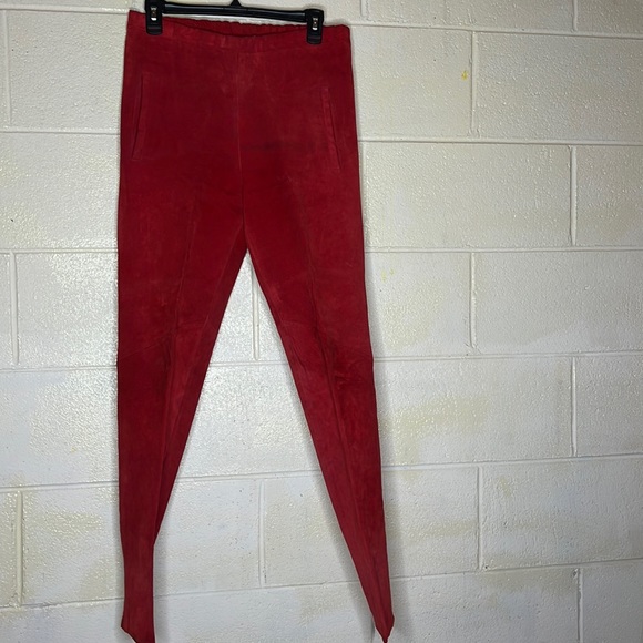 Red suede pants by Don’t Stop. Soft suede with two front pockets. - Picture 2 of 4